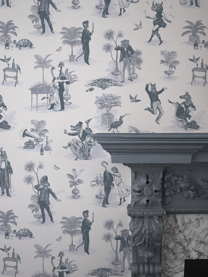 Safari Soiree Wallpaper - Slate - Divine Savages - DVS017-SAF-SL-WR - Premier Wallcovering