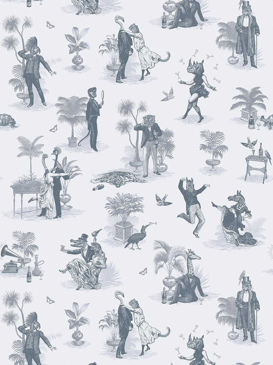 Safari Soiree Wallpaper - Slate - Divine Savages - DVS017-SAF-SL-WR - Premier Wallcovering
