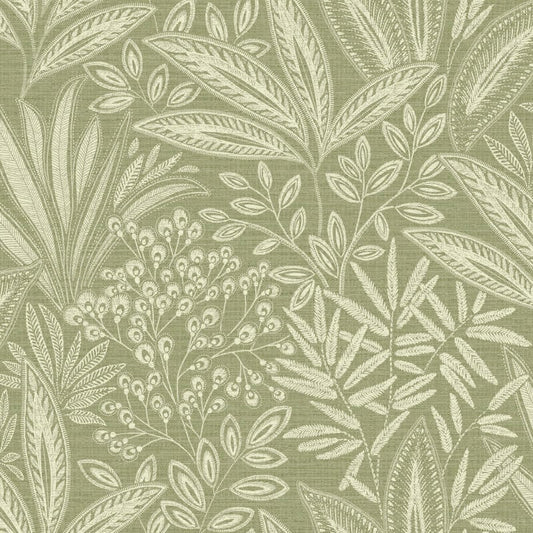Sahara Leaf Wallpaper - Fern Green - Crown - M1780 - Premier Wallcovering