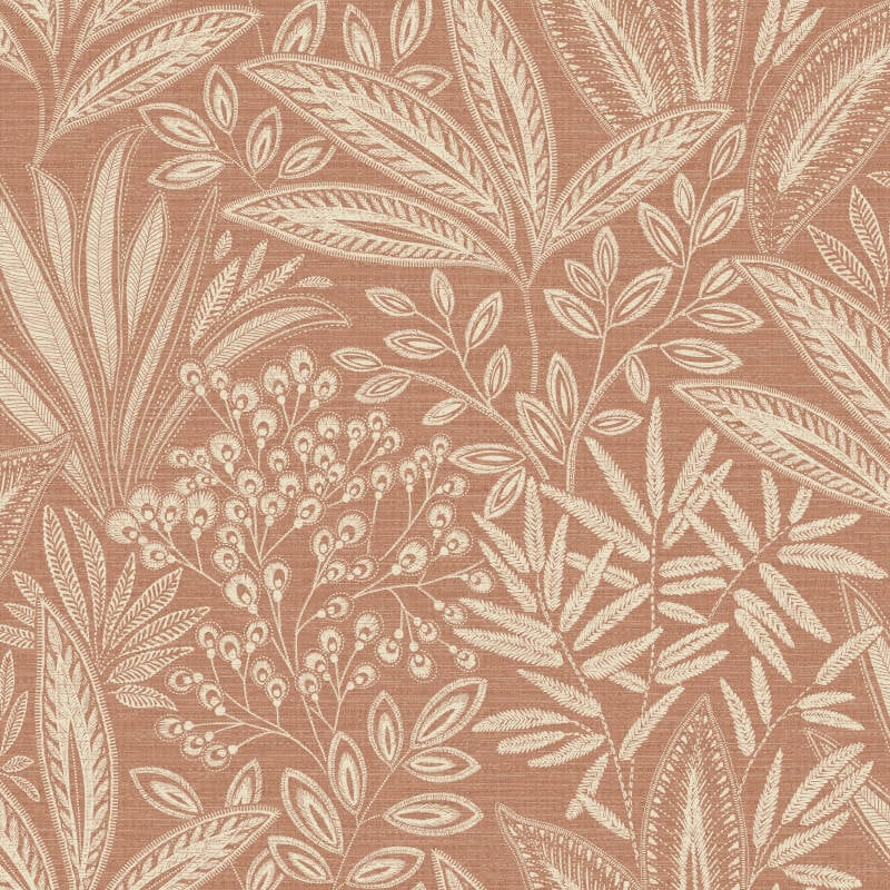 Sahara Leaf Wallpaper - Clay - Crown - M1783 - Premier Wallcovering