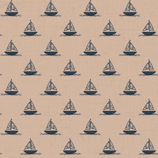 Sail Away Wallpaper - Classic Navy on Soft Spice - LAN100301 - Lucie Annabel - Premier Wallcovering