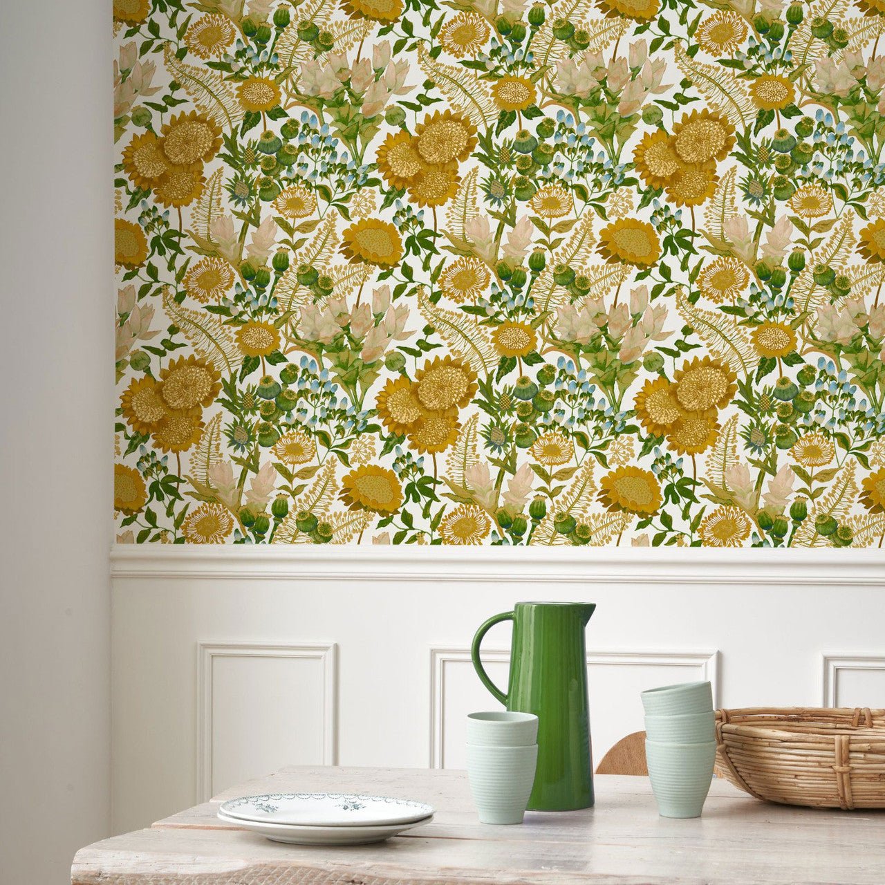 Saint-Paul De Vence Echappee Belle Wallpaper - Vert Anis / Jaune Soleil - Casadeco - 89817323 - Premier Wallcovering