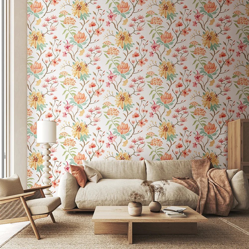Saku Wallpaper - Linen & Apricot - Ohpopsi - HAN50147W - Premier Wallcovering