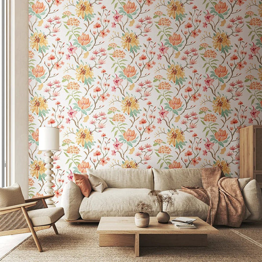 Saku Wallpaper - Linen & Apricot - Ohpopsi - HAN50147W - Premier Wallcovering