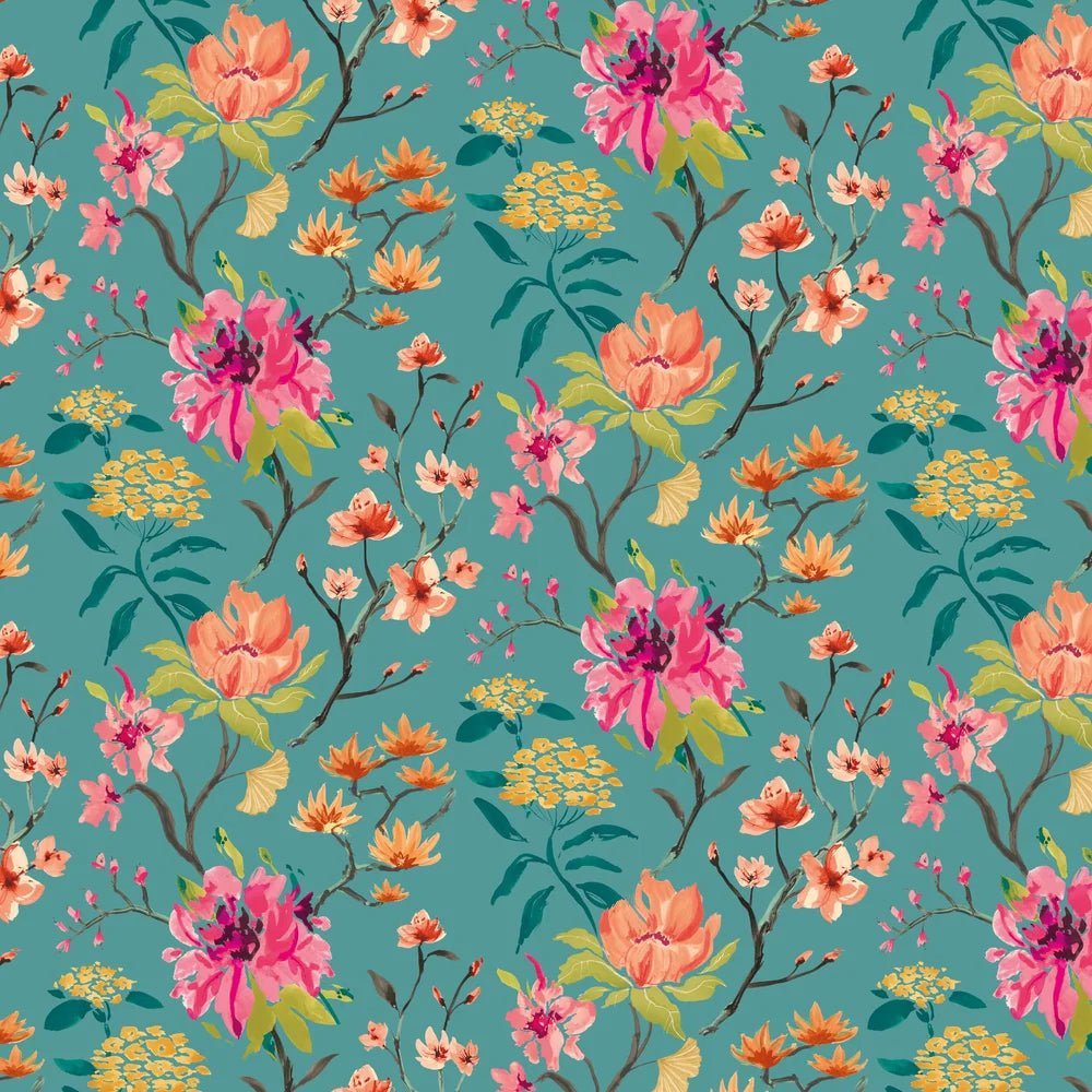 Saku Wallpaper - Peacock & Rose - Ohpopsi - HAN50152W - Premier Wallcovering