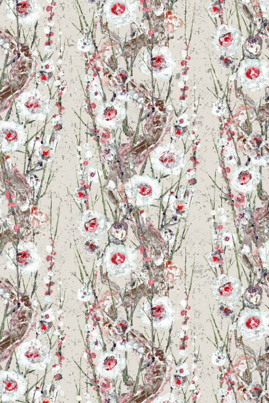 Sakura Cork Wallpaper - Pale Tin - Timorous Beasties - DWN/SAK/WSCF/01 - Premier Wallcovering