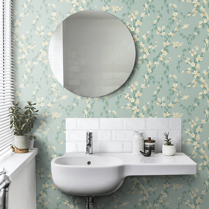 Sakura Wallpaper - Aqua - Little Greene - 0247SAAQUAL - Premier Wallcovering