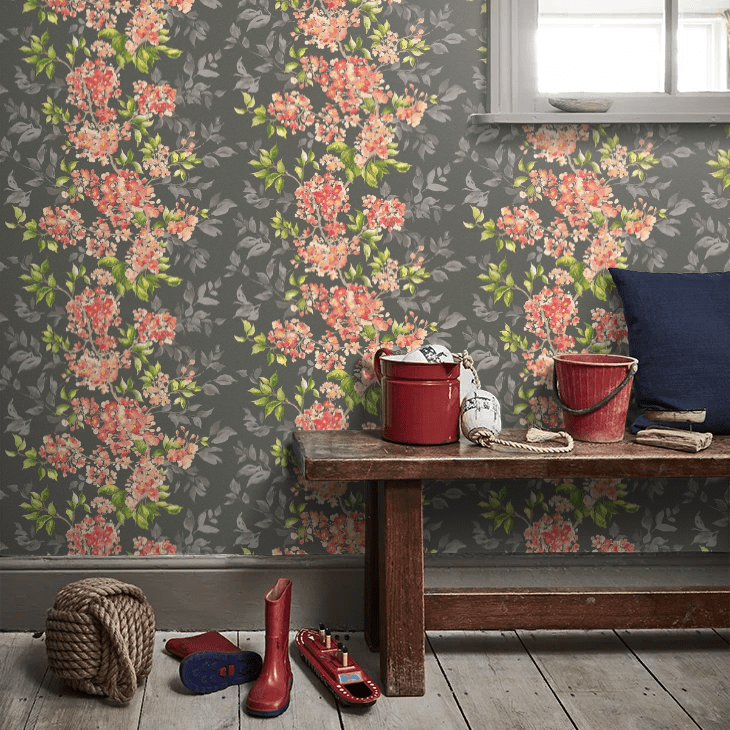 Sakura Wallpaper - Charcoal - Ohpopsi - IKA50127W - Premier Wallcovering