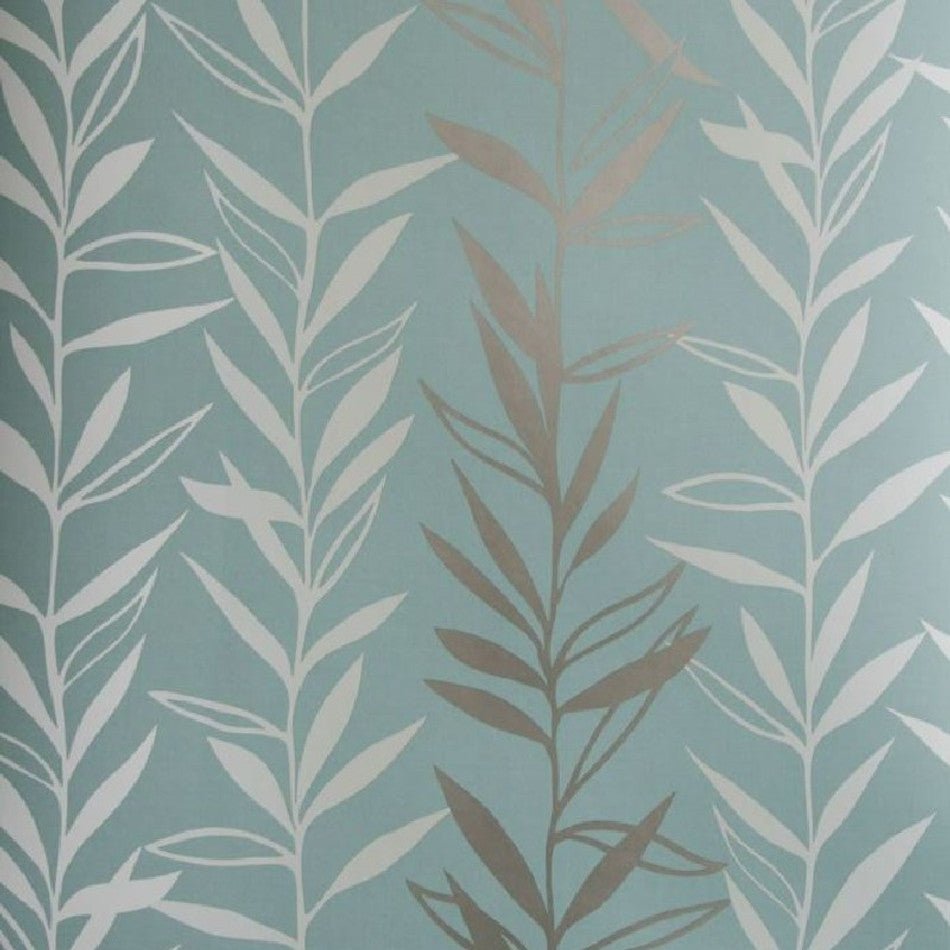 Salix Wallpaper - Duck Egg/Silver - Nina Campbell - NCW4021-04 - Premier Wallcovering
