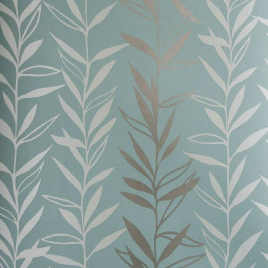 Salix Wallpaper - Duck Egg/Silver - Nina Campbell - NCW4021-04 - Premier Wallcovering