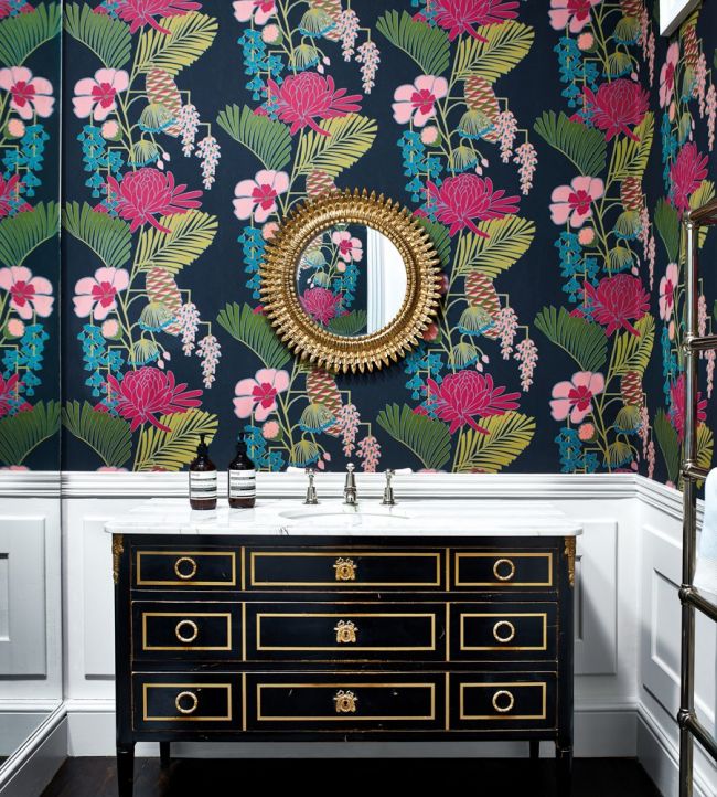 Salon Wallpaper - Platinum / Peacock / Seafoam - HSAW112151 - Harlequin - Premier Wallcovering
