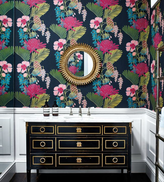 Salon Wallpaper - Platinum / Peacock / Seafoam - HSAW112151 - Harlequin - Premier Wallcovering
