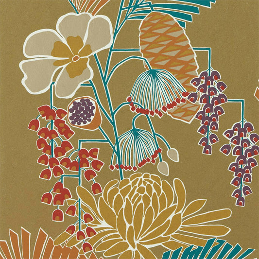 Salon Wallpaper - Gold / Russett / Atlantic - Harlequin - HSAW112152 - Premier Wallcovering