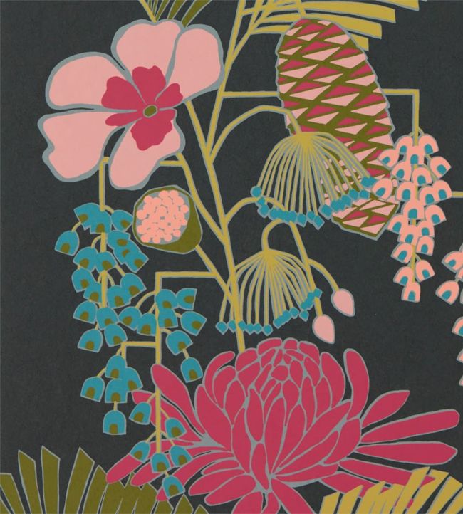Salon Wallpaper - Ebony/Azalea/Fern - HSAW112153 - Harlequin - Premier Wallcovering