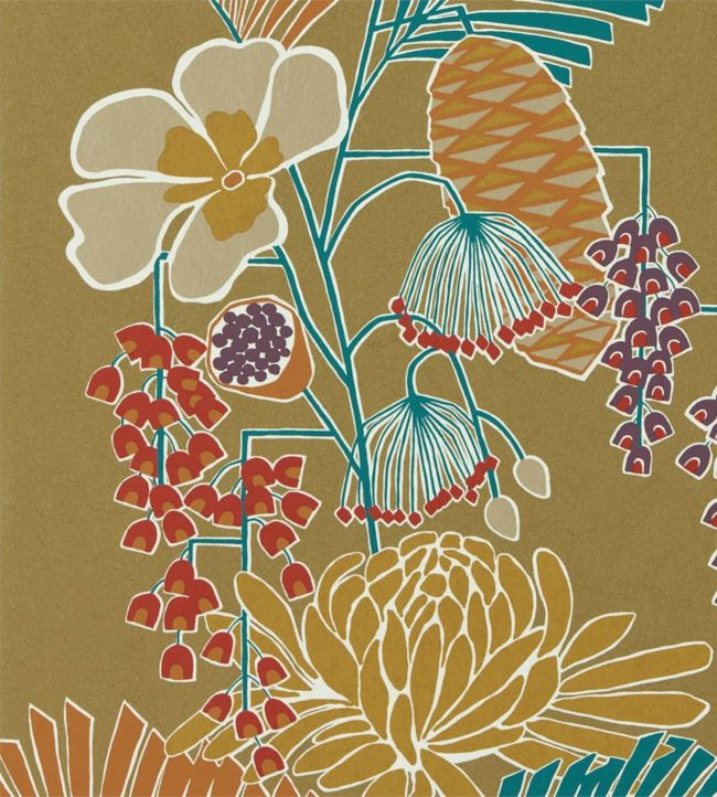 Salon Wallpaper - Gold / Russett / Atlantic - HSAW112152 - Harlequin - Premier Wallcovering