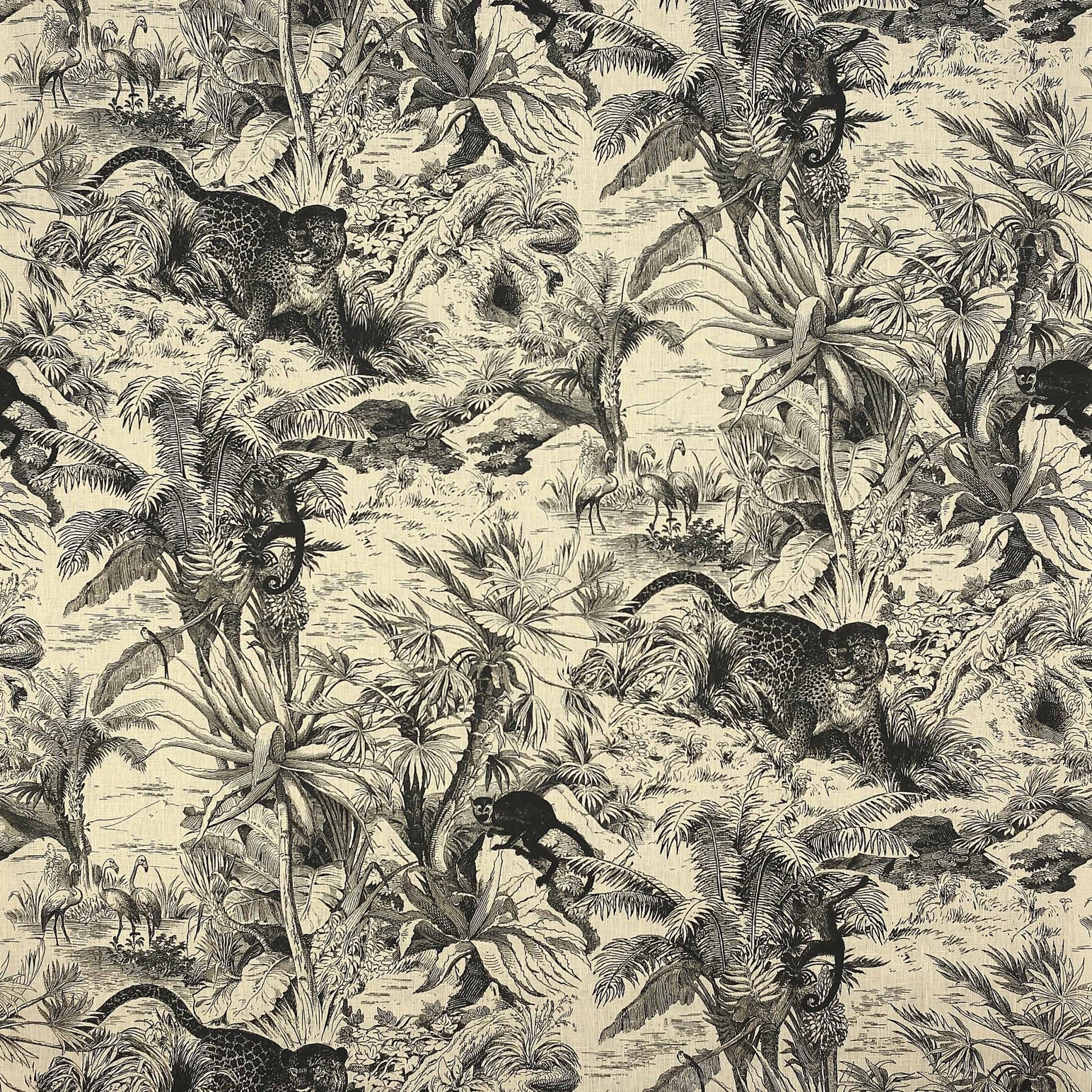 Salvator Lin Fabric - Noir - Manuel Canovas - M4044-01 - Premier Wallcovering
