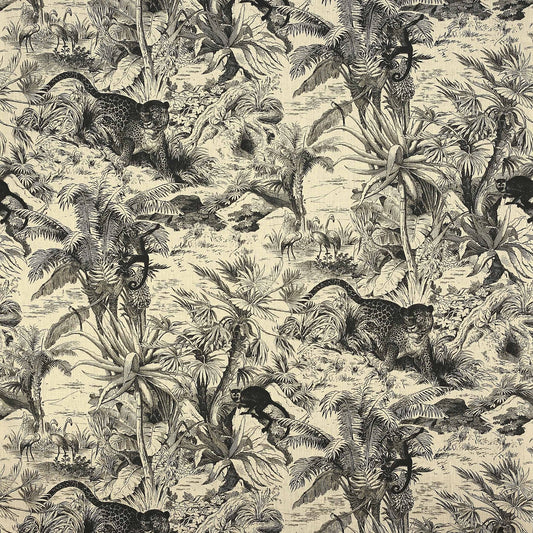 Salvator Lin Fabric - Noir - Manuel Canovas - M4044-01 - Premier Wallcovering