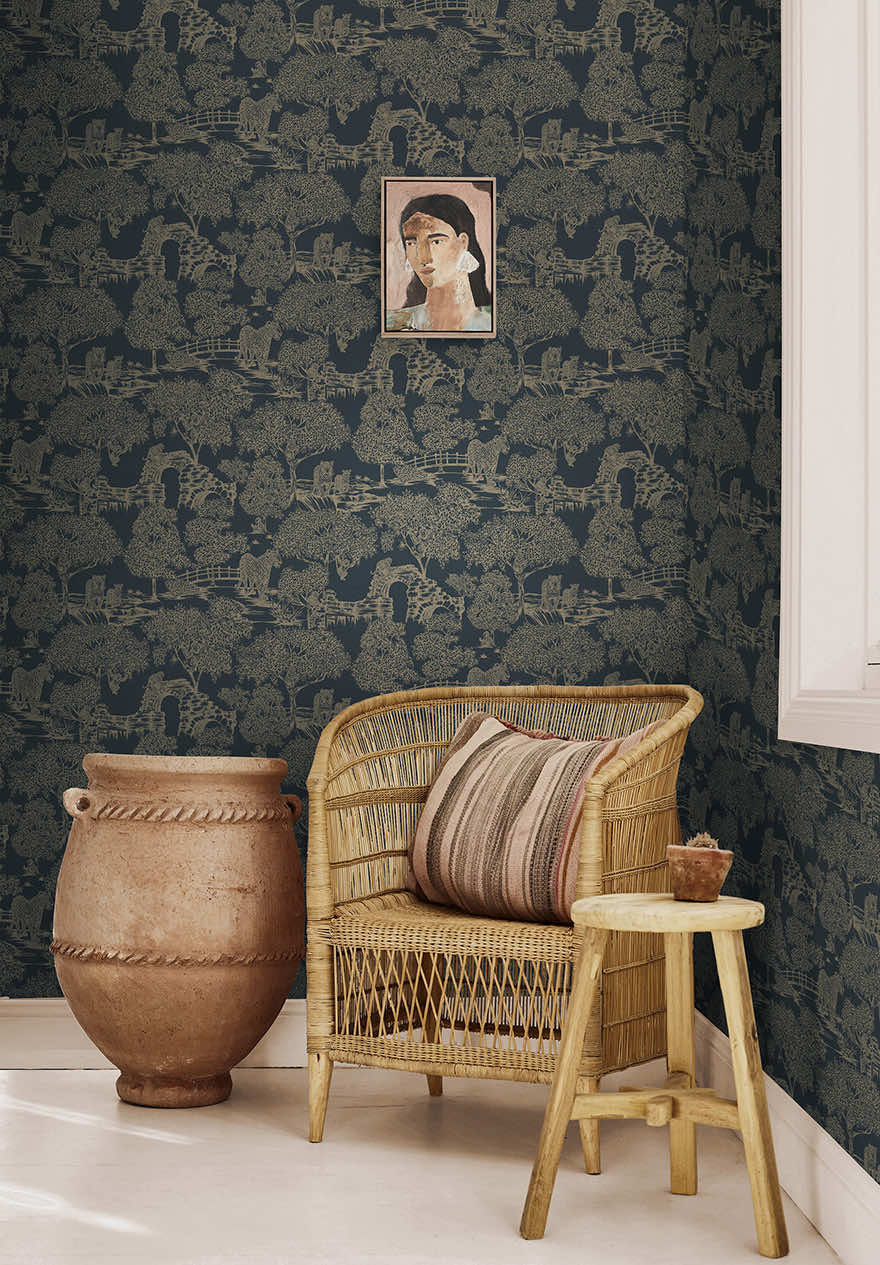 Samar Wallpaper - Navy - Holden Décor - 91813 - Premier Wallcovering