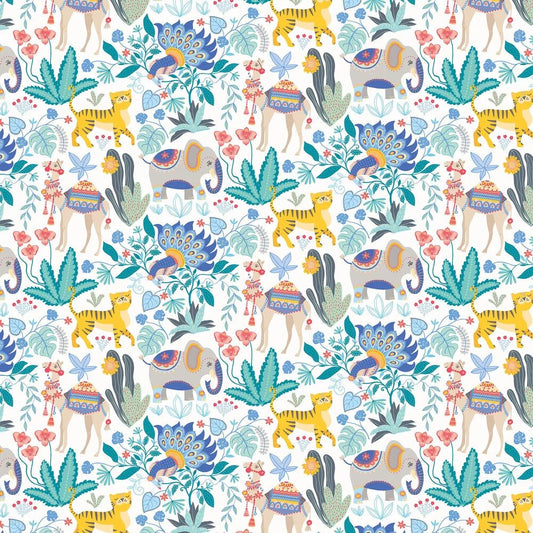 Samba Safari Wallpaper - Cornflower - Ohpopsi - WGU50134W - Premier Wallcovering