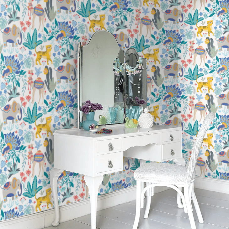 Samba Safari Wallpaper - Cornflower - Ohpopsi - WGU50134W - Premier Wallcovering