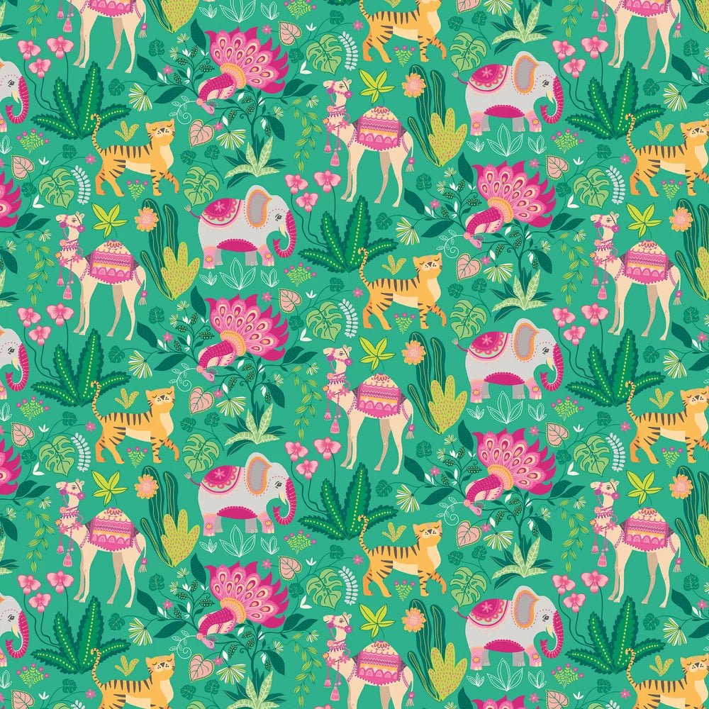 Samba Safari Wallpaper - Emerald Twist - Ohpopsi - WGU50136W - Premier Wallcovering