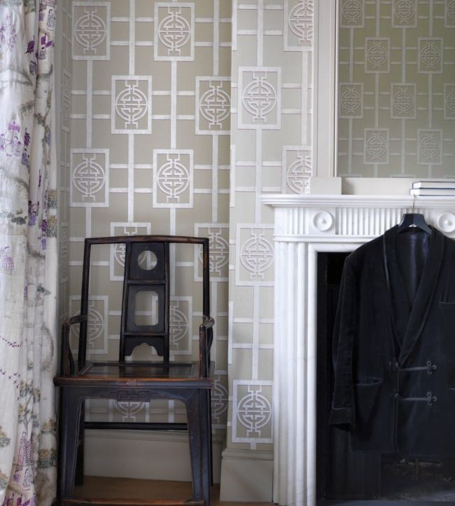 Sansui Wallpaper - Chracoal/Gilver - Nina Campbell - NCW4181-07 - Premier Wallcovering