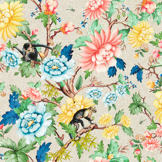 Sapphire Garden Wallpaper - Ivory - Clarke & Clarke - W0133/01 - Premier Wallcovering