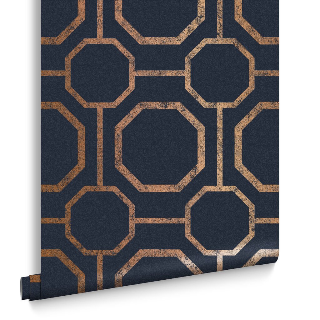Sashiko Wallpaper - Navy - Graham & Brown - 105772 - Premier Wallcovering