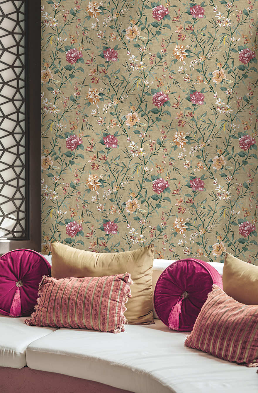 Sazanka Wallpaper - Taupe - Holden Décor - 91851 - Premier Wallcovering