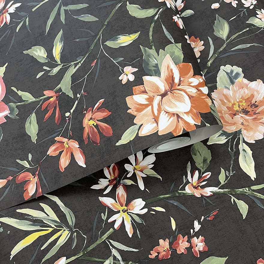 Sazanka Wallpaper - Charcoal - Holden Décor - 91852 - Premier Wallcovering