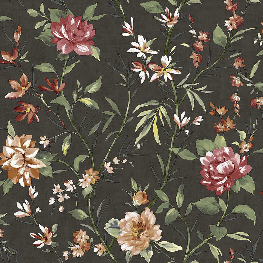Sazanka Wallpaper - Charcoal - Holden Décor - 91852 - Premier Wallcovering