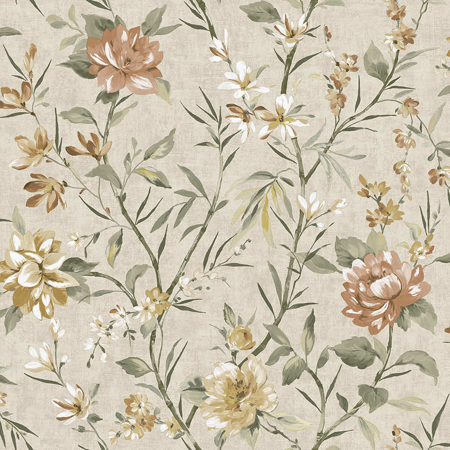 Sazanka Wallpaper - Neutral / Orange - Holden Décor - 91853 - Premier Wallcovering