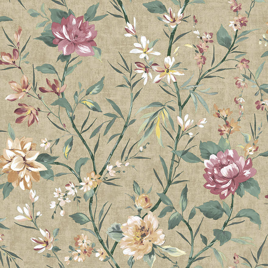 Sazanka Wallpaper - Taupe - Holden Décor - 91851 - Premier Wallcovering