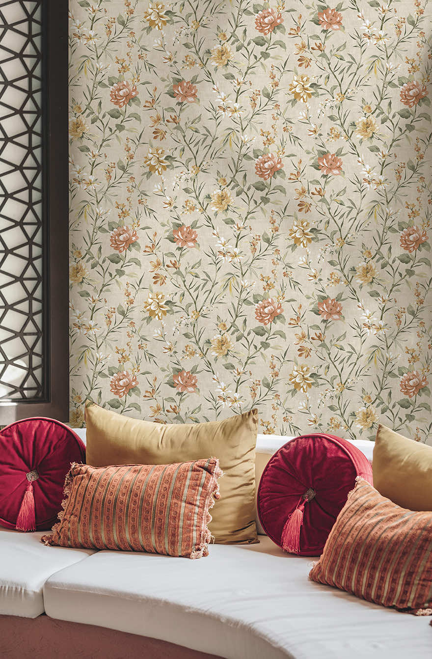 Sazanka Wallpaper - Neutral / Orange - Holden Décor - 91853 - Premier Wallcovering