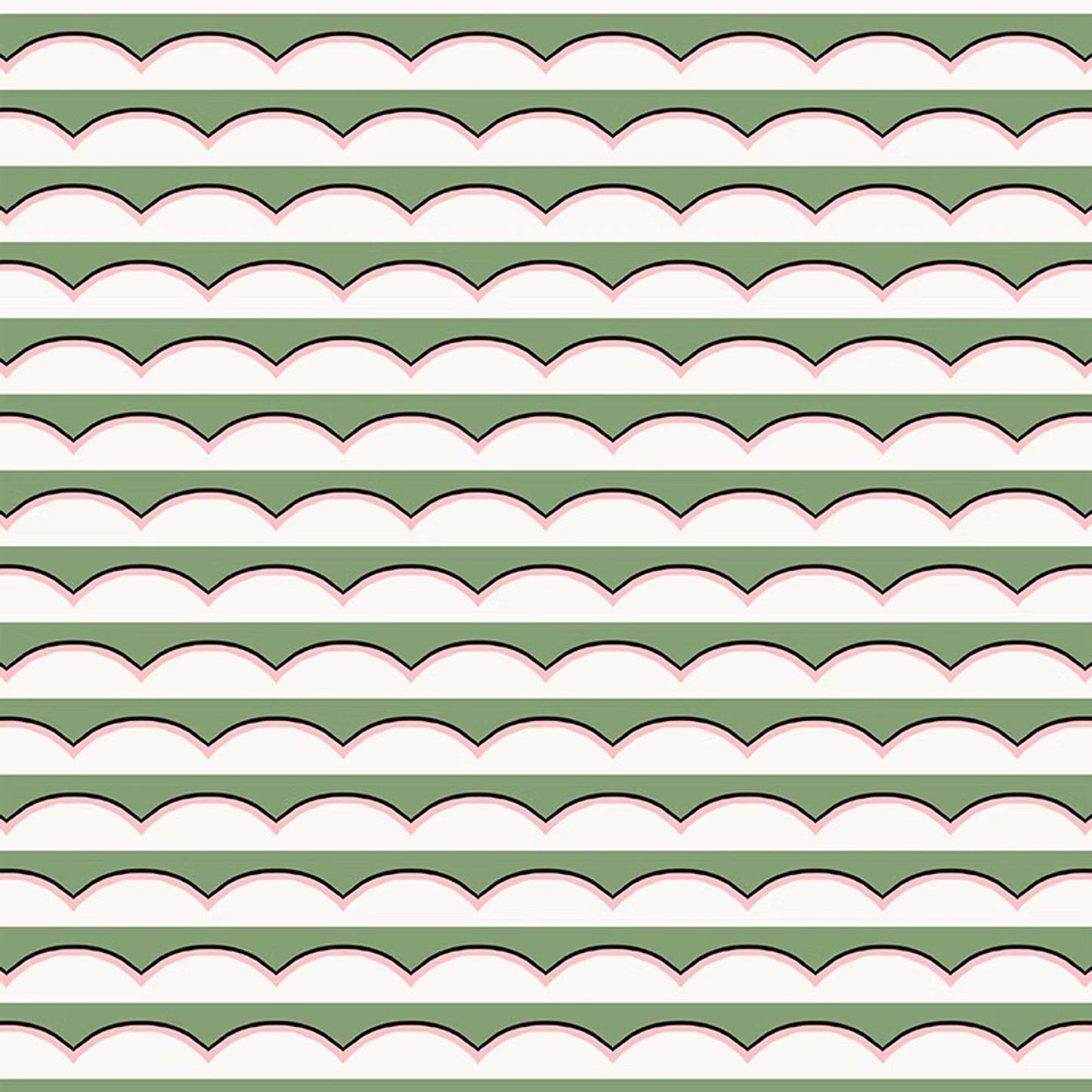 Scallops Wallpaper - Green - Ottoline - W/SCAL/101/4 - Premier Wallcovering