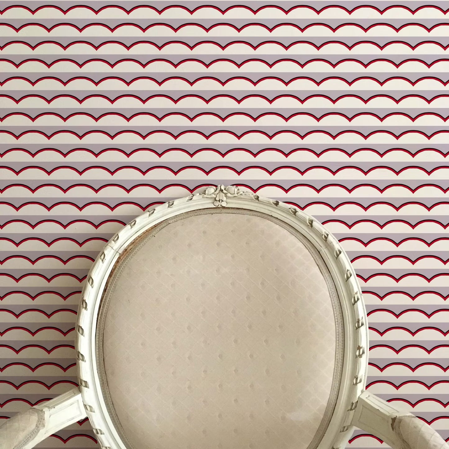 Scallops Wallpaper - Lilac and Red - Ottoline - W/SCAL/101/3 - Premier Wallcovering