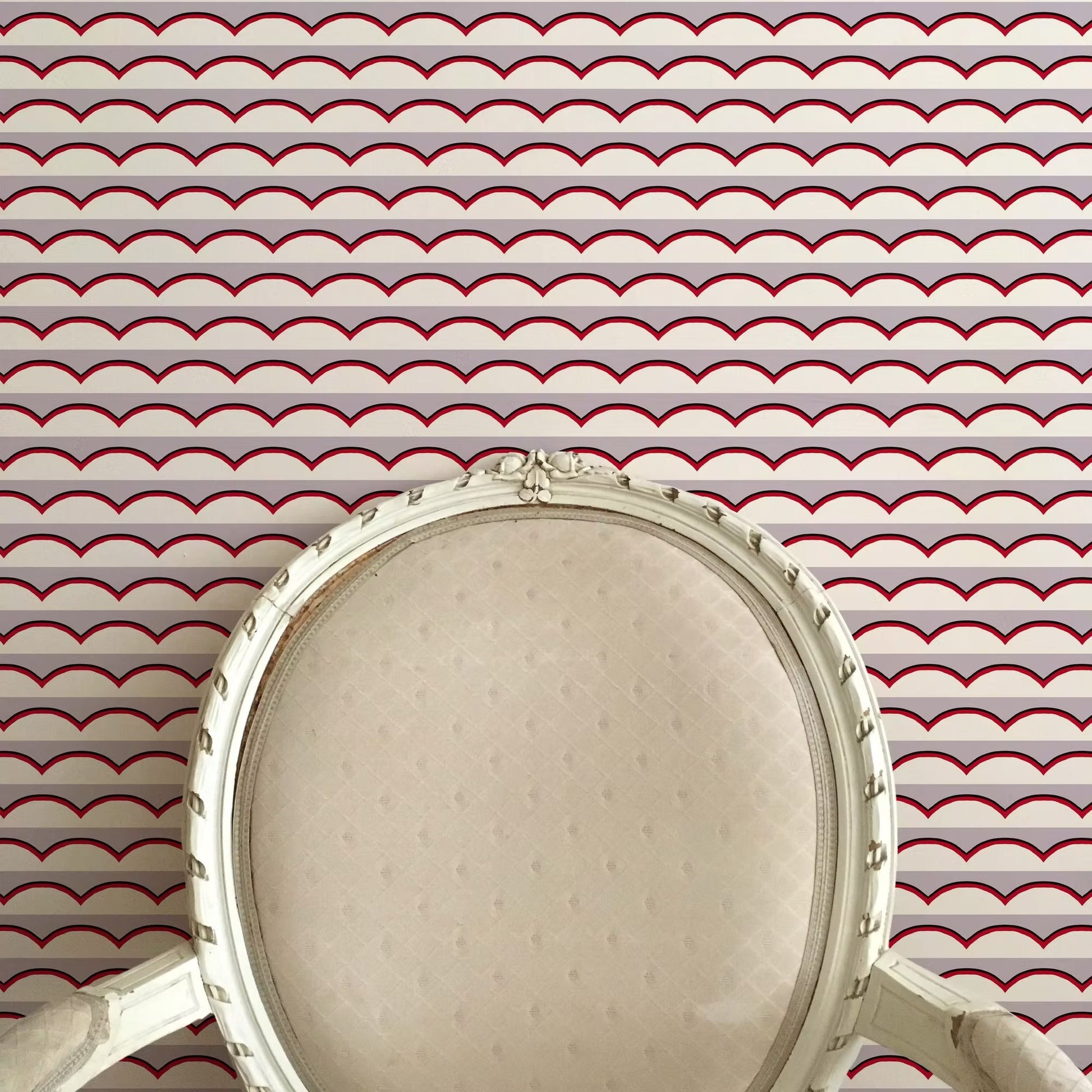 Scallops Wallpaper - Lilac and Red - Ottoline - W/SCAL/101/3 - Premier Wallcovering