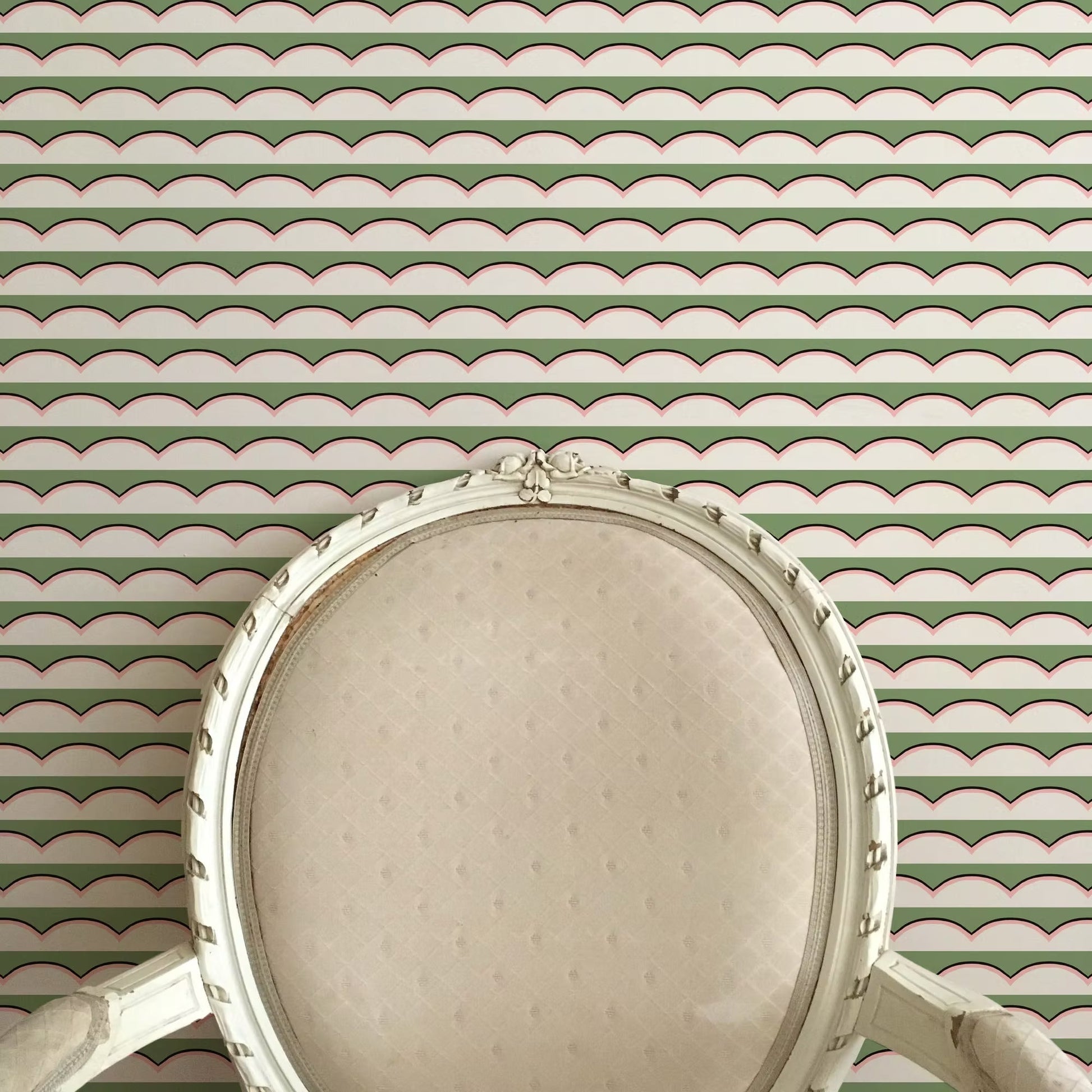 Scallops Wallpaper - Green - Ottoline - W/SCAL/101/4 - Premier Wallcovering