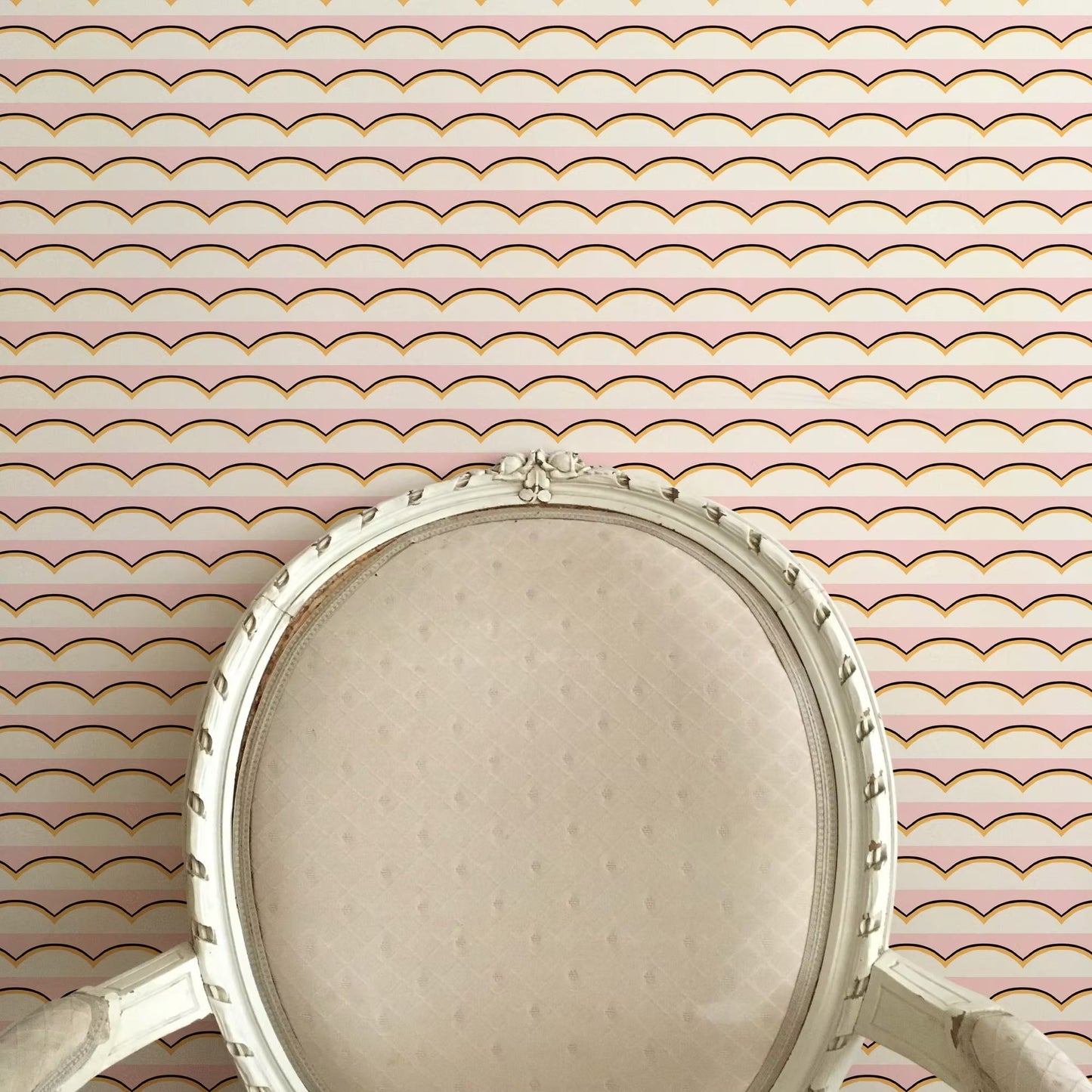 Scallops Wallpaper - Pink and Yellow - Ottoline - W/SCAL/101/2 - Premier Wallcovering