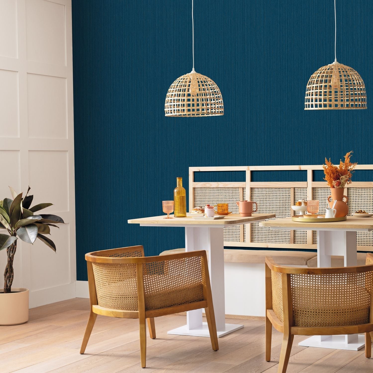 Scarlett Uni Metallise Wallpaper - Bleu Canard - Caselio - 100516066 - Premier Wallcovering