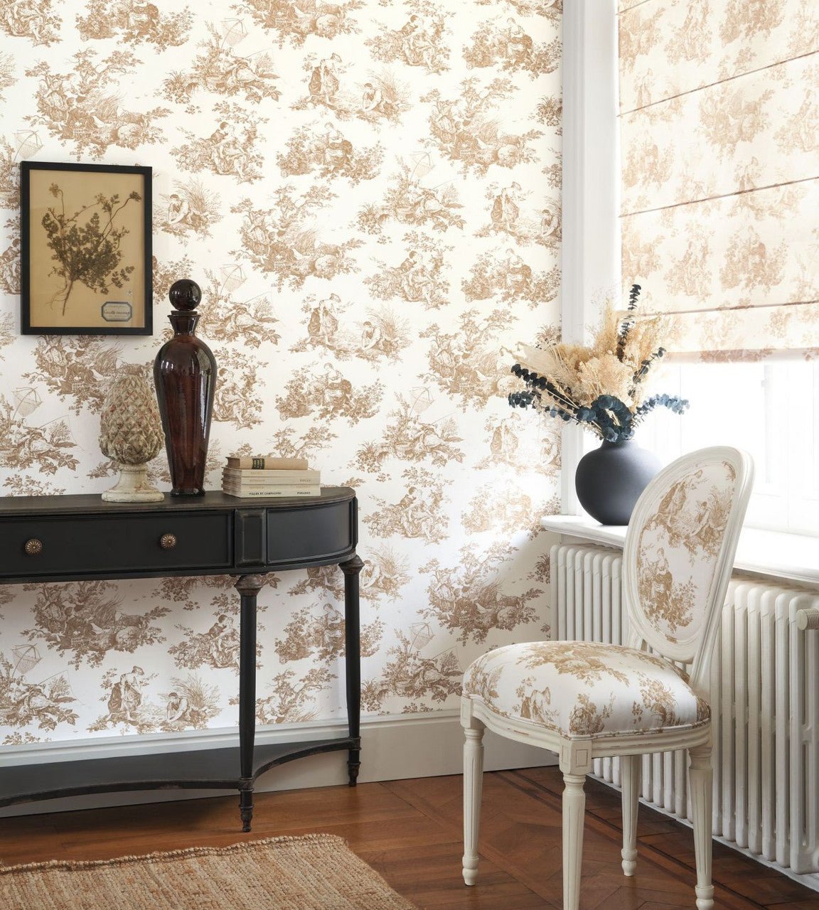 Scene D'Ete Les Belles Toiles De Jouy Wallpaper - Camel - Casadeco - 87911318 - Premier Wallcovering