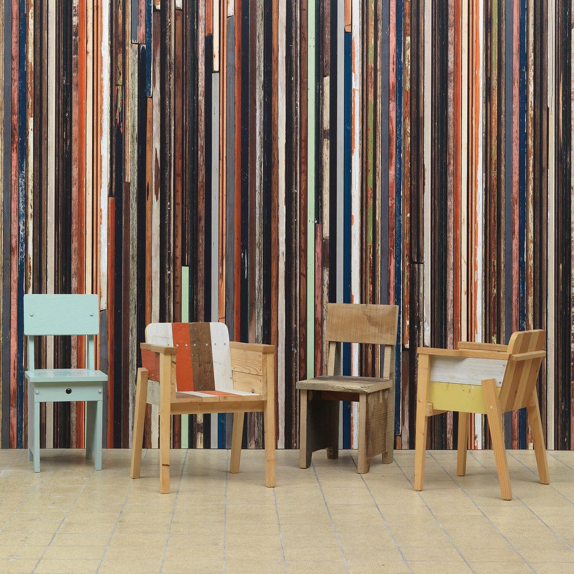 Scrapwood Wallpaper - Multicolored - NLXL - PHE - 15 - Premier Wallcovering