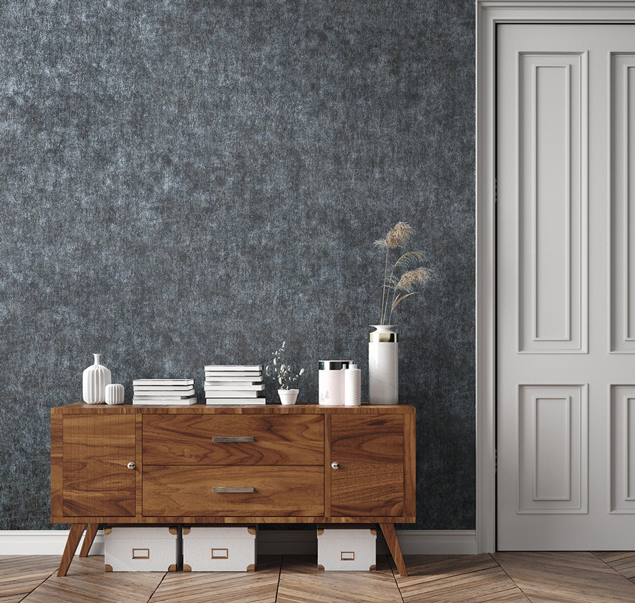 Scratched Plaster Feel Wallpaper - Blue - Hohenberger - 64939 - Premier Wallcovering