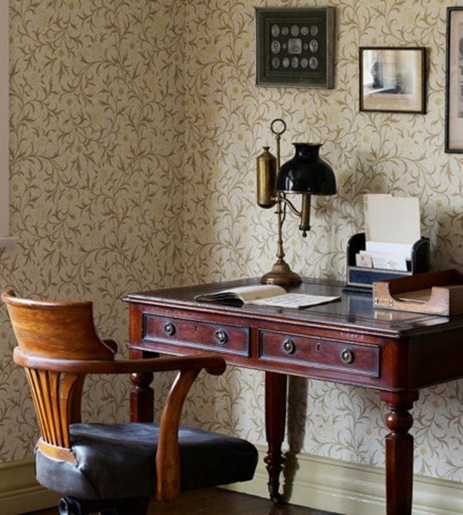 Scroll Wallpaper - Vellum/Biscuit - 210363 - Morris & Co - Premier Wallcovering