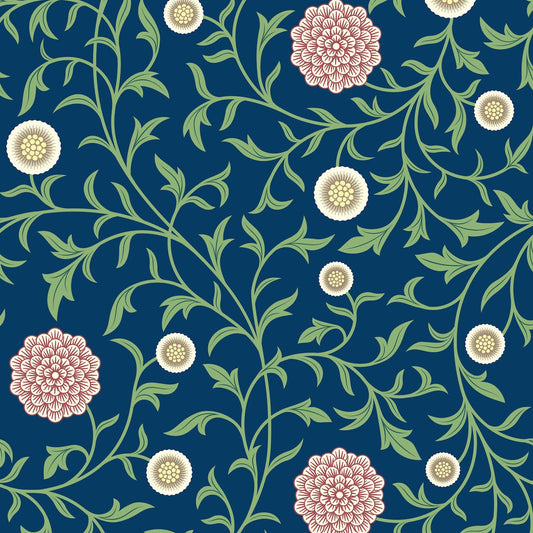 Morris Collections - 1051 - 1 - Scroll Wallpaper - Dark Blue - Premier Wallcovering