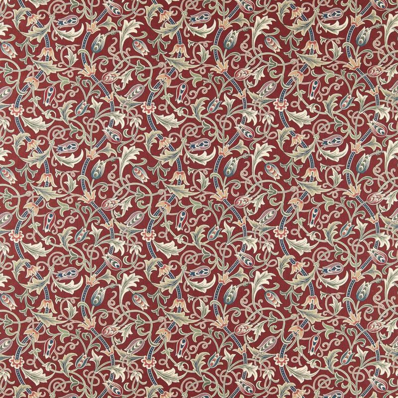 Scrolling Tulip Fabric - Plum - Morris & Co - 227362 - Premier Wallcovering