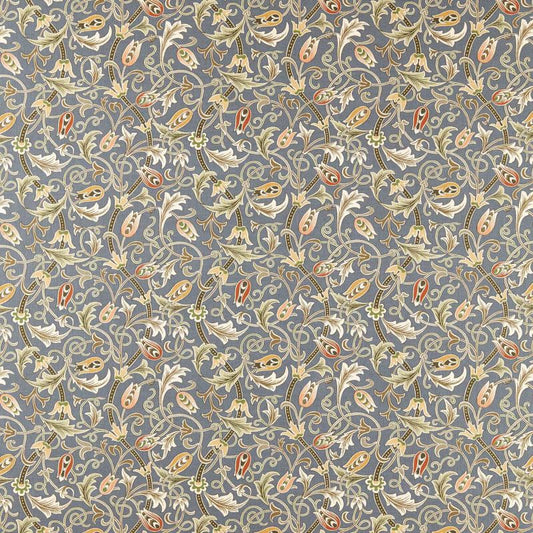 Scrolling Tulip Fabric - Slate/Apricot - Morris & Co - 227360 - Premier Wallcovering