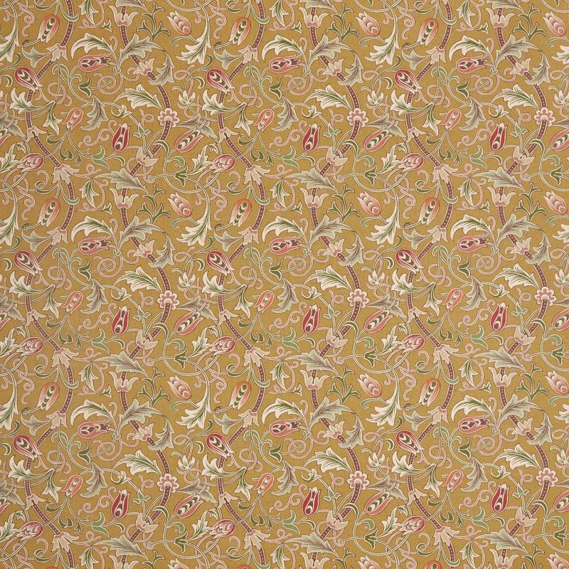 Scrolling Tulip Fabric - Gold - Morris & Co - 227361 - Premier Wallcovering