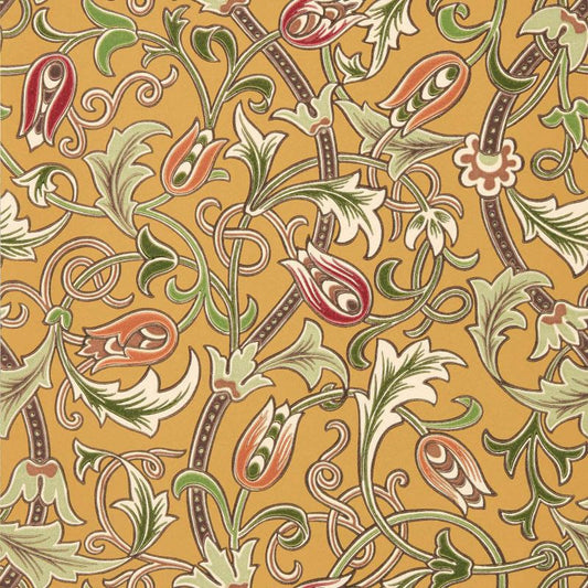 Scrolling Tulip Wallpaper - Gold - Morris & Co - 217564 - Premier Wallcovering