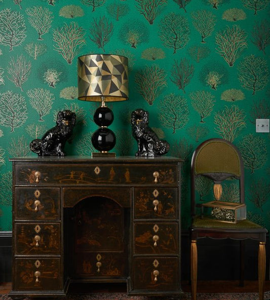 Seafern Wallpaper - Metallic Gold on Charcoal - 107/2006 - Cole & Son - Premier Wallcovering